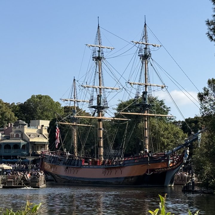 Ship in the Rivers of America taken with iPhone 16 Pro Max.