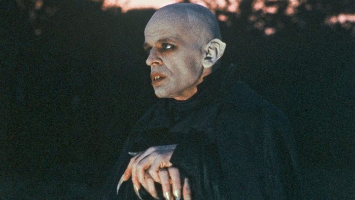 Klaus Kinski as Count Dracula looking to the distance in Nosferatu the Vampyre.