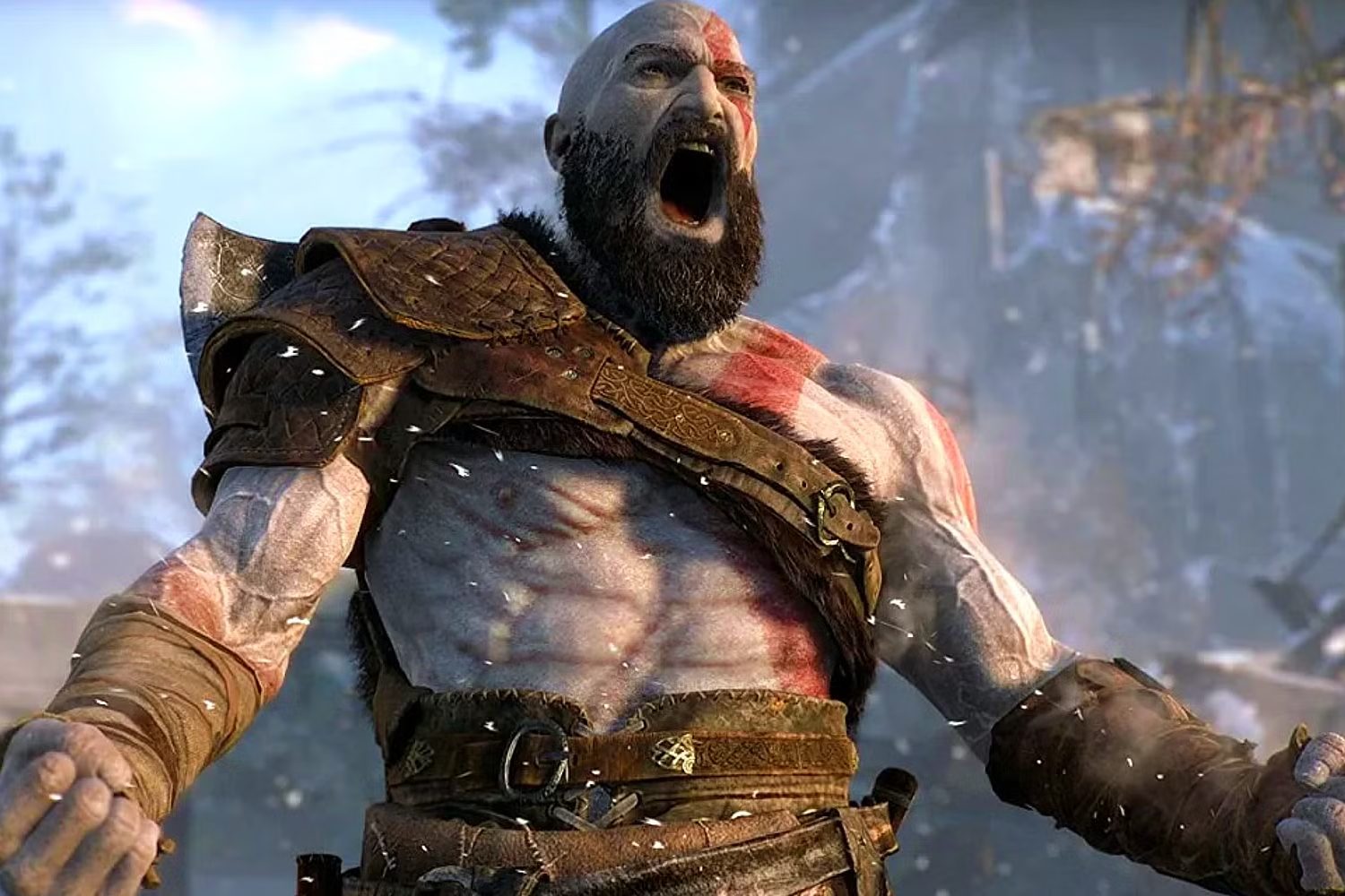 Kratos yells in God of War Ragnar&ouml;k.