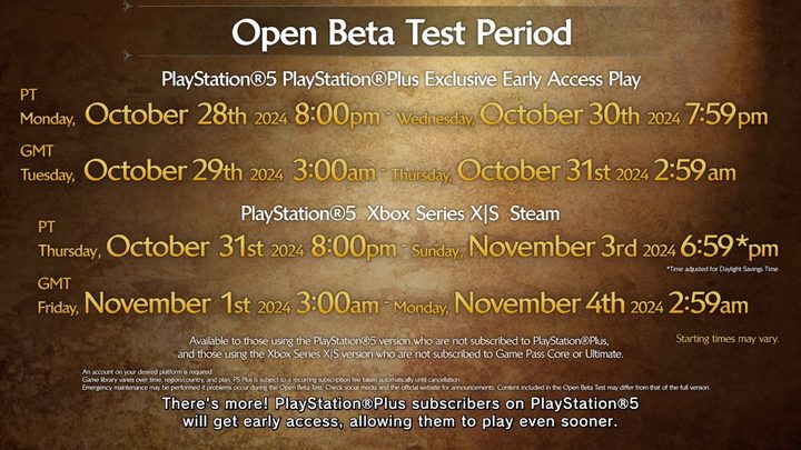 The beta times for Monster Hunter Wilds.