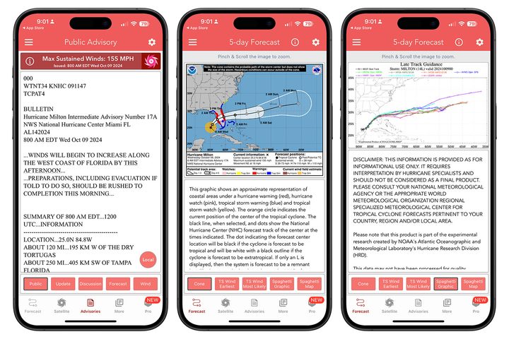 National Hurricane Center Data app screenshots.