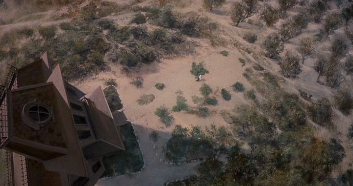A woman runs out of a house in Psycho II.