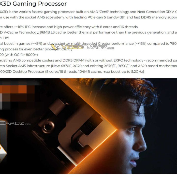 AMD marketing blurb for the Ryzen 7 9800X3D.
