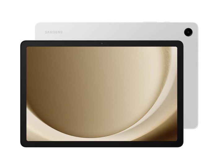 The silver variation of the Samsung Galaxy Tab A9+.