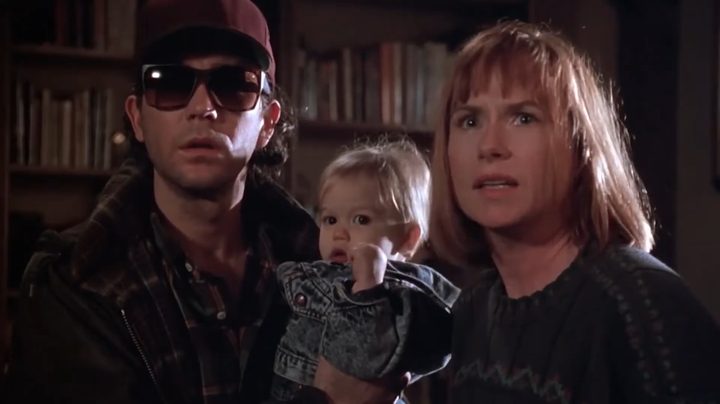 (L-R) Timothy Hutton, a baby, and Amy Madigan in "The Dark Half."