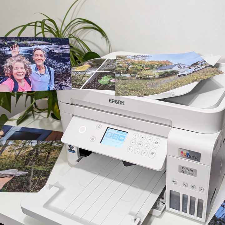 The EcoTank ET-3850 has great picture quality on glossy paper and does well on plain paper too.