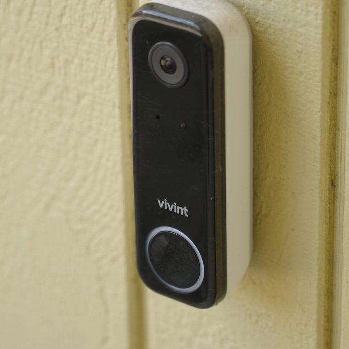 The Vivint Doorbell Camera Pro mounted on a wall.