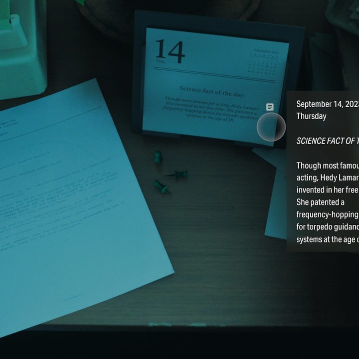 Inspecting a calendar in Alan Wake 2 The Lake House.