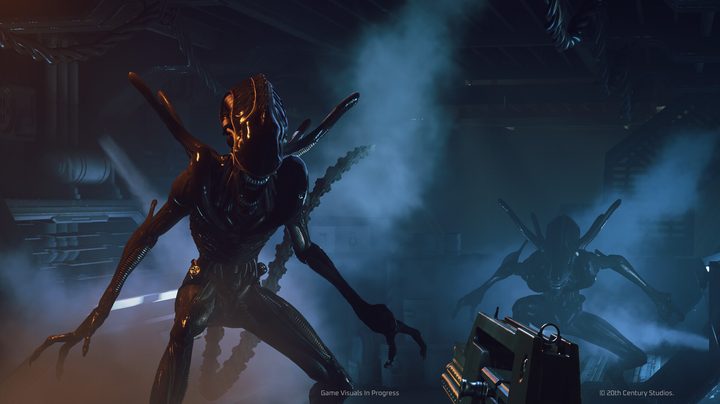 A Xenomorph looms in darkness in Alien: Rogue Incursion.