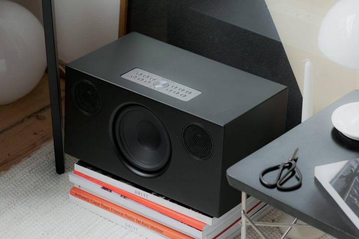 Audio Pro C10 MK II Wiim Edition wireless speaker without its grille.