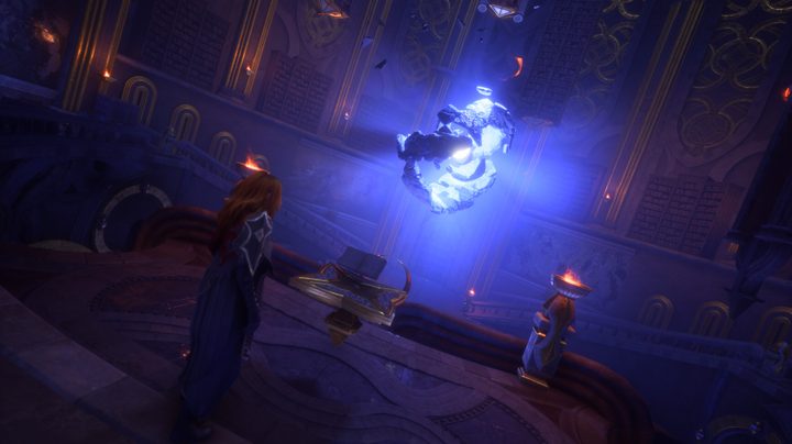 A character standing in the library in Dragon Age: The Veilguard.