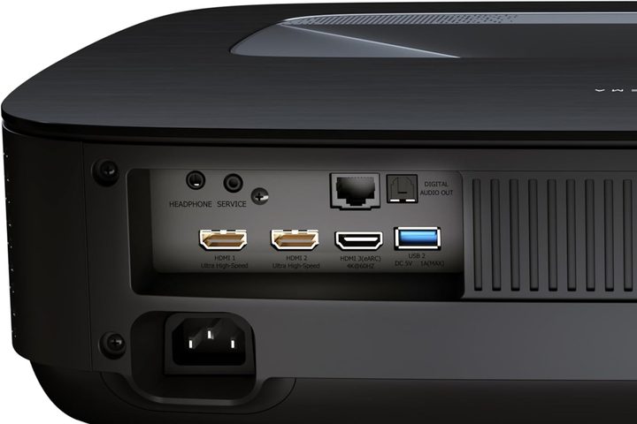 The inputs on the back of the Hisense PL2 projector.