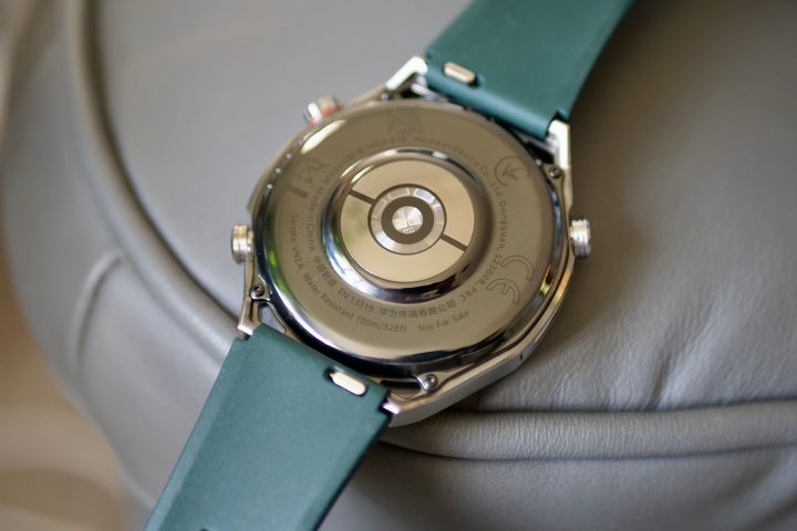 The Huawei Watch Ultimate's case back.