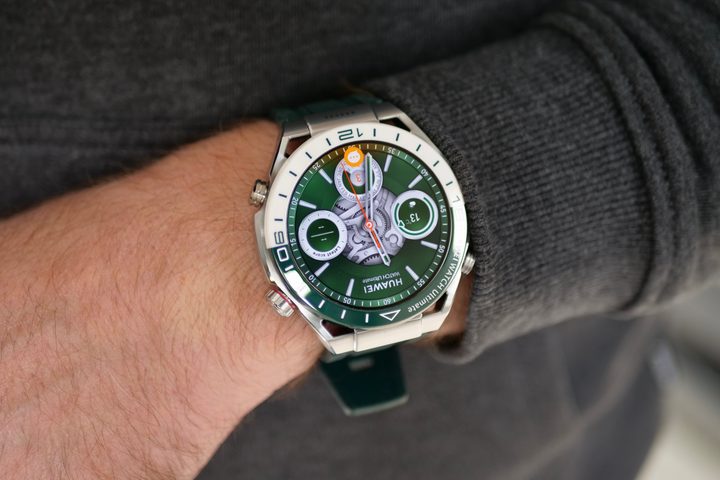 A person wearing the Huawei Watch Ultimate.