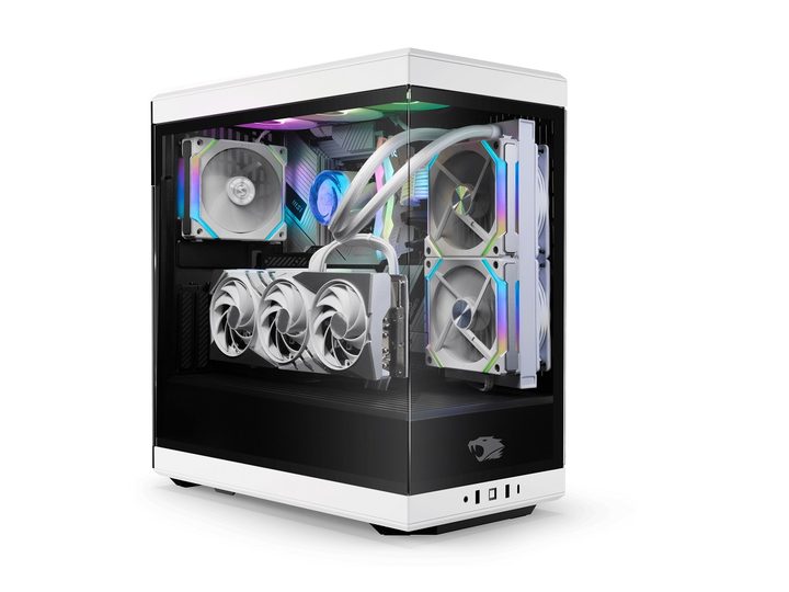 The iBuyPower RDY Monochrome IV gaming PC on a white background.