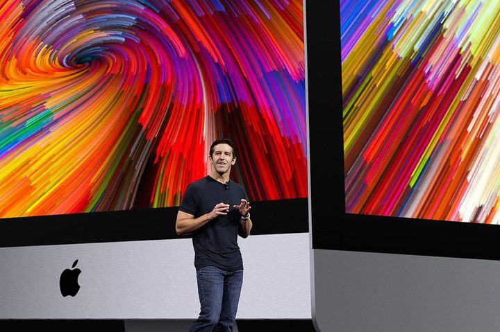 Apple's John Ternus discusses the iMac at the Worldwide Developers Conference (WWDC) in 2017.