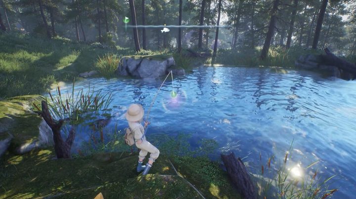 Nikki fishes in a lake in Infinity Nikki.