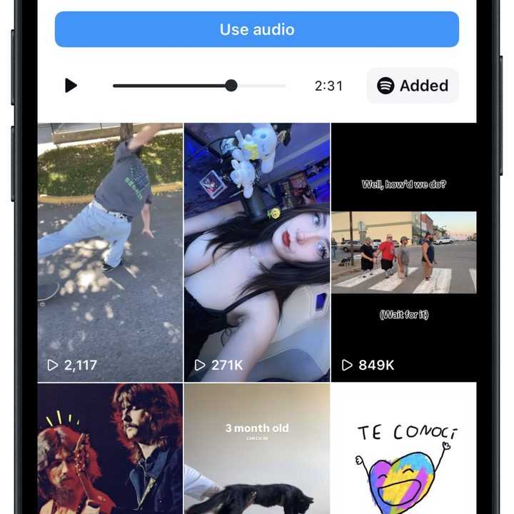 Added to Liked Songs playlist message on Instagram for iOS.