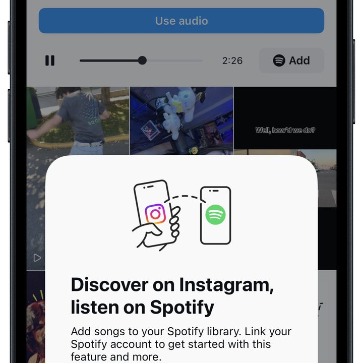 Link Spotify message on Instagram for iOS.