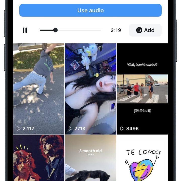 Song page on Instagram for iOS.