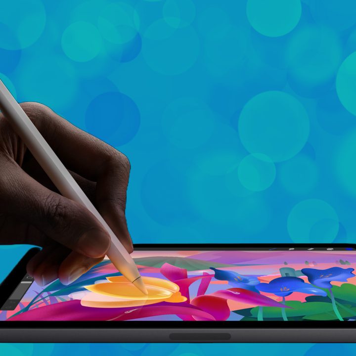 Person sketching on the 2024 iPad mini.
