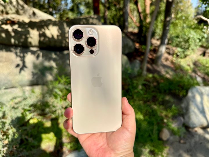 iPhone 16 Pro Max in Desert Titanium.