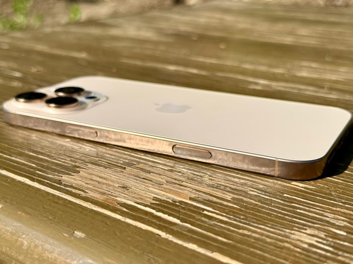 iPhone 16 Pro Max in Desert Titanium.