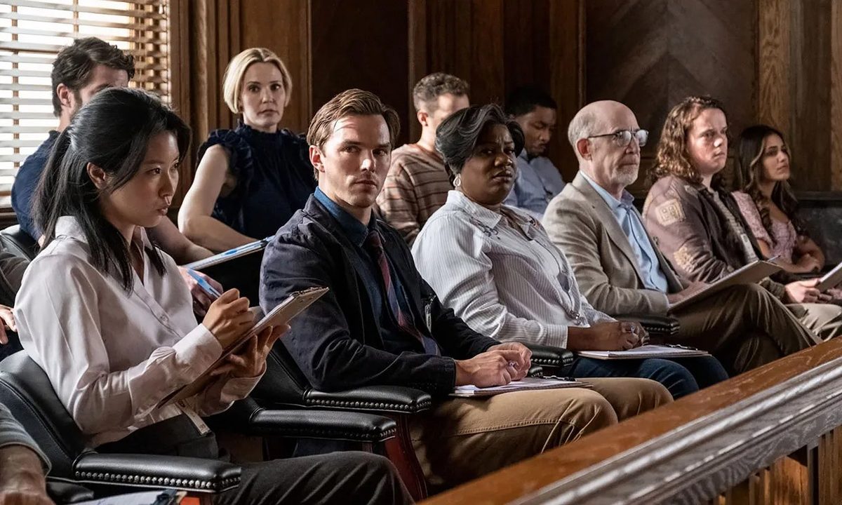 A man sits in a jury box in "Juror No. 2."