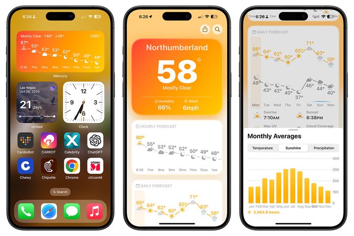 Mercury Weather app on iPhone.