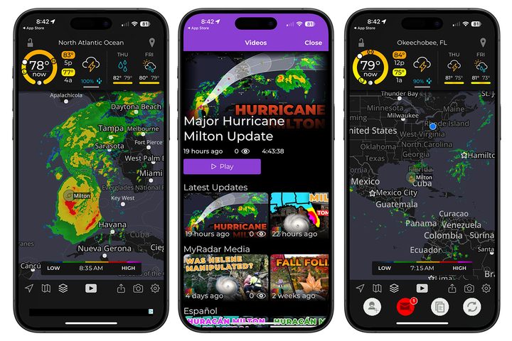 My Radar app screenshots.