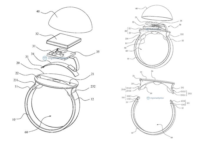Illustrations from a patent for an Oppo Smart Ring.