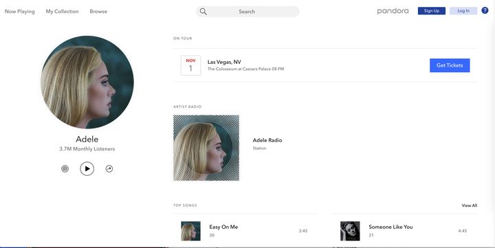 Pandora on web.