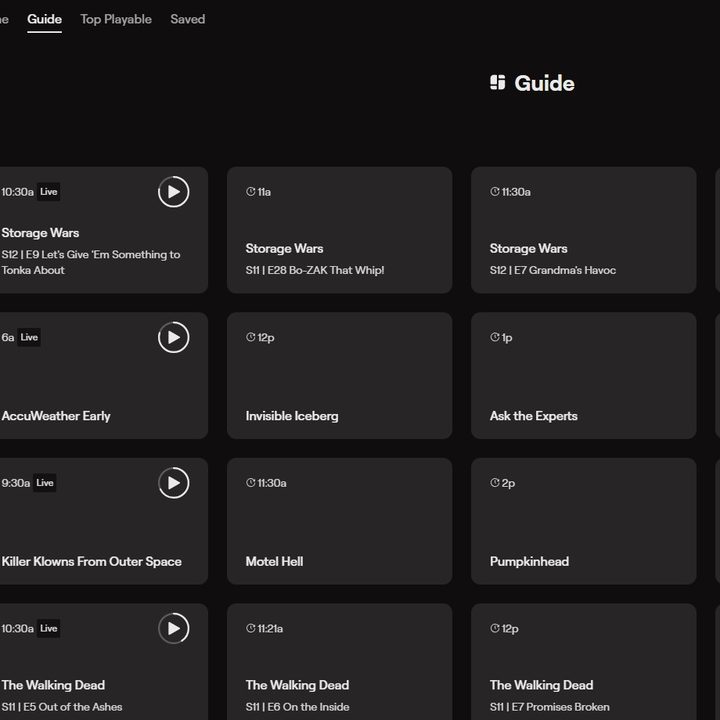 The Philo channel guide.