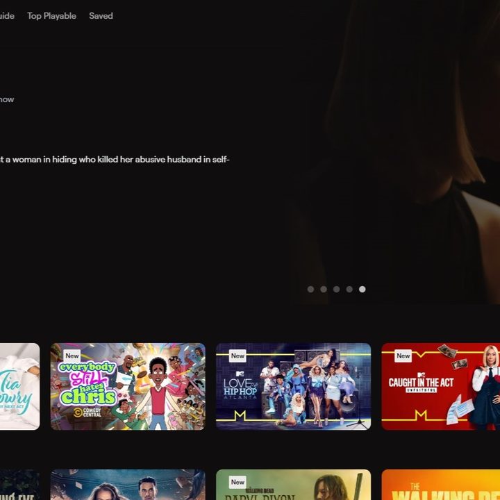 The Philo home page on Chromecast.