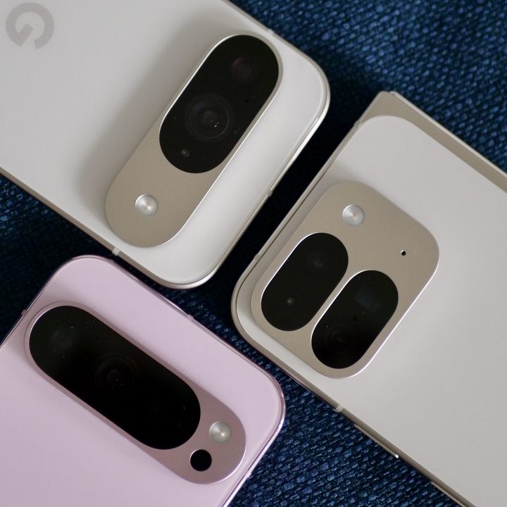 The Google Pixel 9 Pro Fold, Pixel 9 Pro, and Pixel 9's cameras.