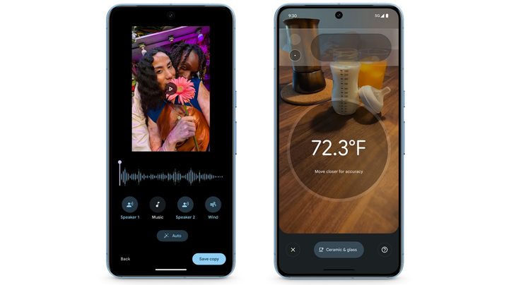 Audio Magic Eraser and temperature sensor improvements from the October 2024 Pixel Drop.