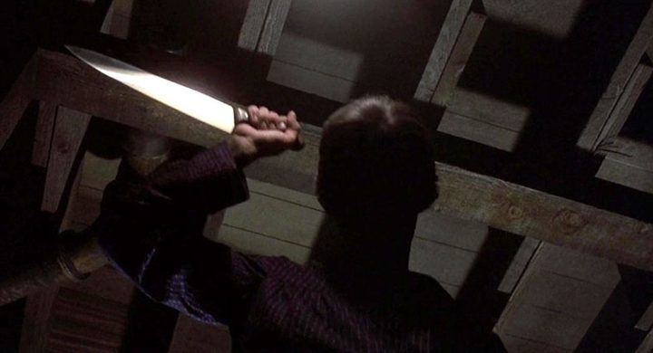 Mother wields a knife in Psycho II.