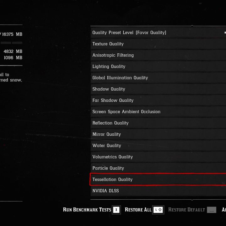Graphics settings in Red Dead Redemption 2.