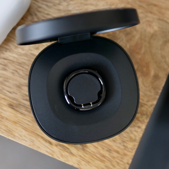 The RingConn Gen 2 inside its travel charger.