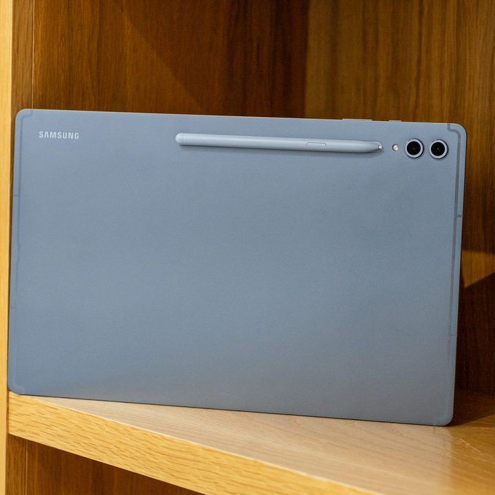 The Samsung Galaxy Tab S10 Ultra sitting upright.