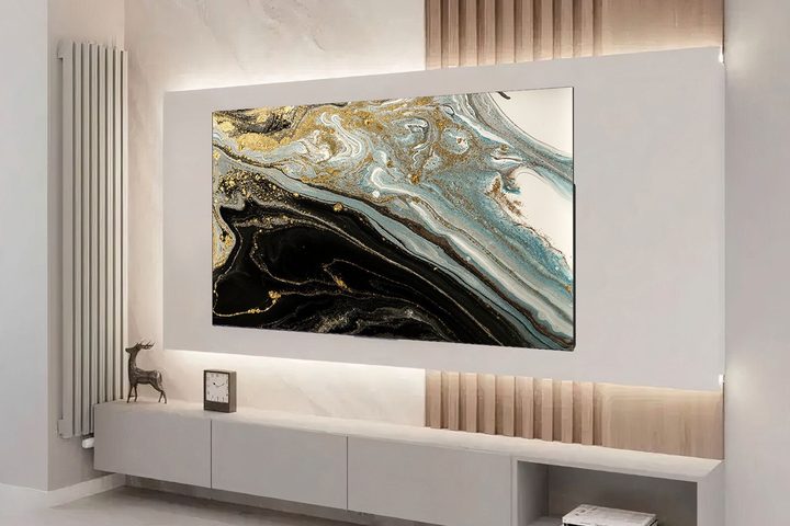 Sansui 55-inch OLED TV on wall.