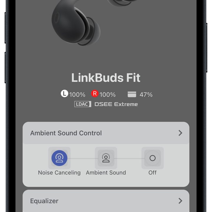 Sony Sound Connect app for iOS: Home screen.