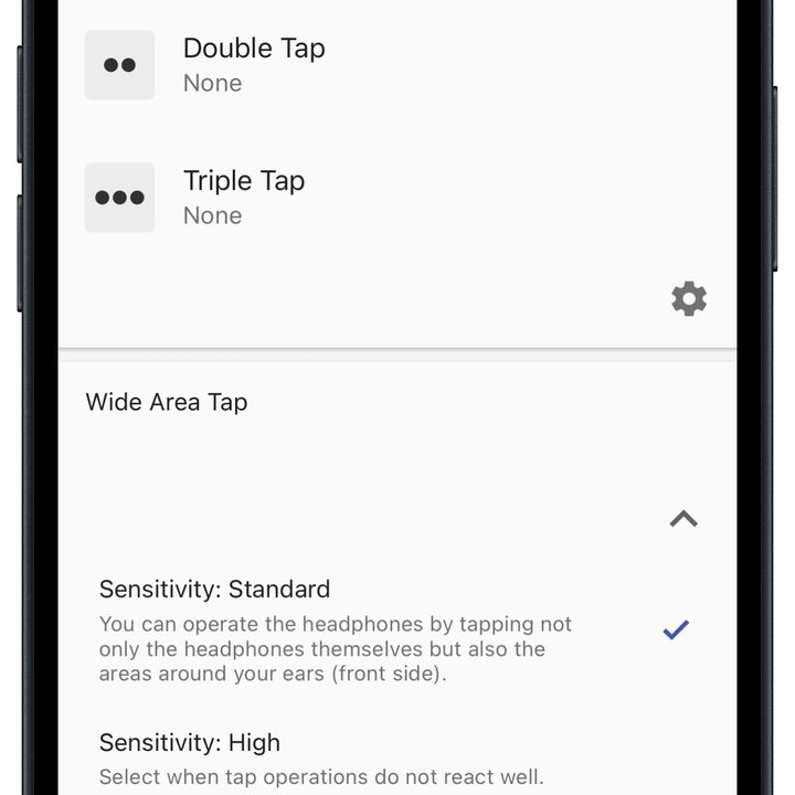 Sony Sound Connect app for iOS: Device settings.