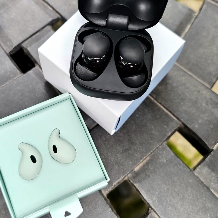 Sony LinkBuds Fit with optional covers.
