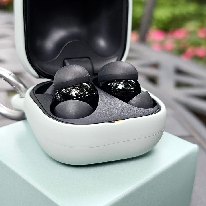 Sony LinkBuds Fit in a case wrapped in an optional cover.