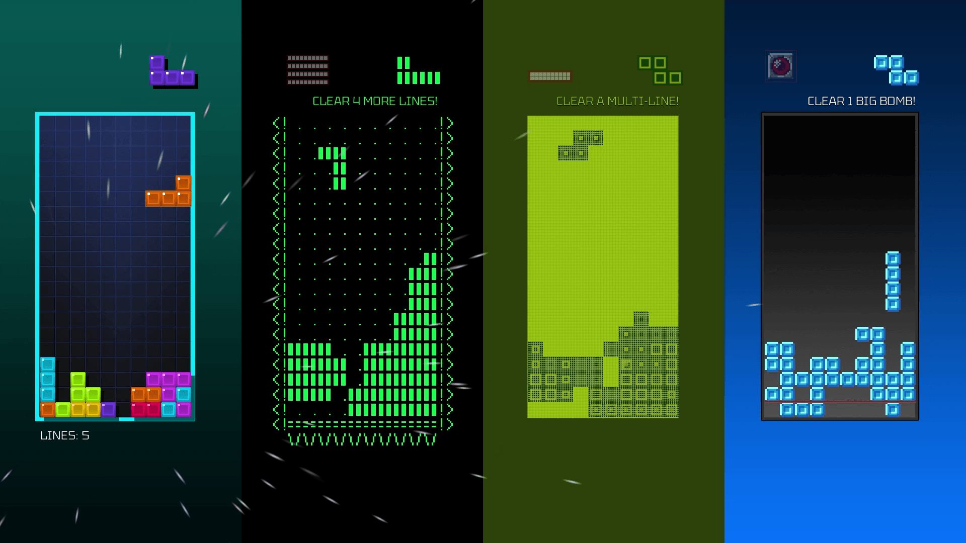 Different Tetris boards appear in Tetris Forever.
