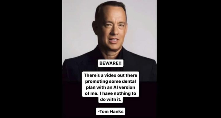 An image of a deepfake Tom Hanks on Instagram.