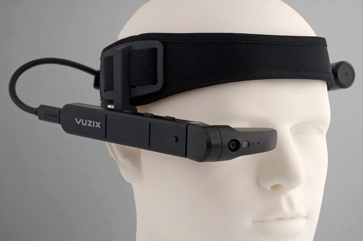 Vuzix M400 AR glasses sit on a dummy.