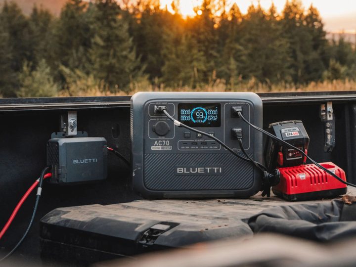 BLUETTI Charger 1 in back of truck