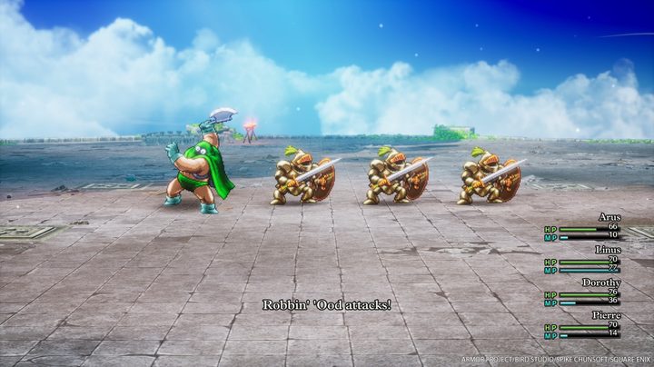 A battle in Dragon Quest III HD-2D Remake.